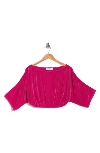 Renee C Plissé Crop Top In Dark Fuchsia