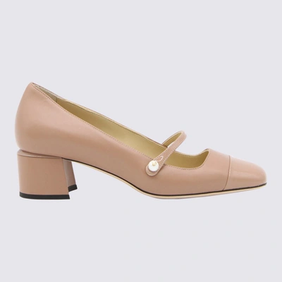 Shop Jimmy Choo Ballet Pink Leather Elisa Formal Shoes In <p>ballet Pink Leather Elisa Formal Shoes From  Featuring Covered Block Kitten Heel, Round