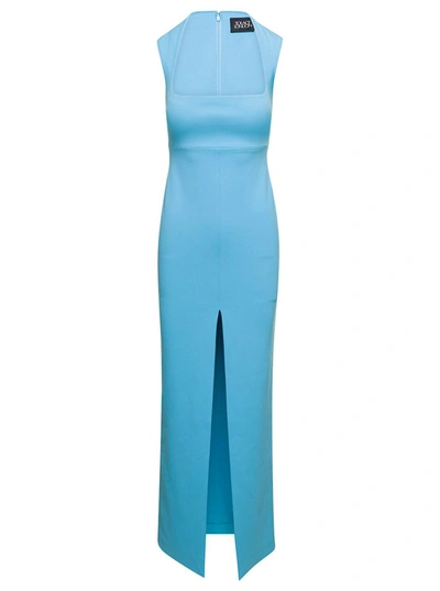 Shop Solace London Light Blue Sofia Knitted Maxi-dress In Polyester Stretch Woman