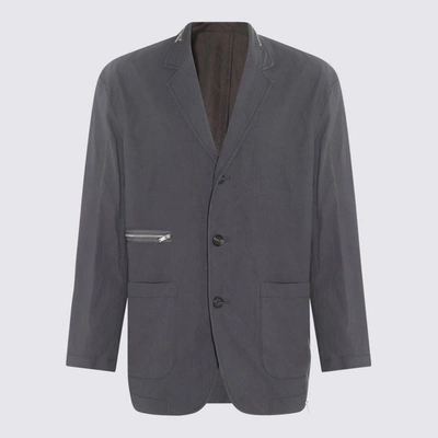 Shop Undercover Dark Grey Cotton Blazer In <p>dark Grey Cotton Blazer From  Featuring Zip Detailing, Classic Lapels, Front Button Fas