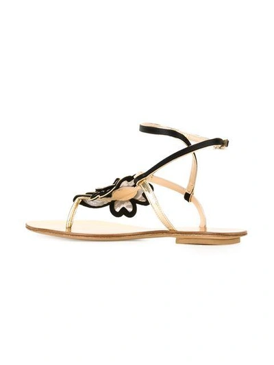 Shop Etro Flower Flat Sandals In Metallic