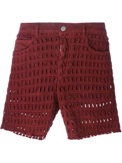 Isabel Marant Pace Broderie-anglaise Shorts In Maroon
