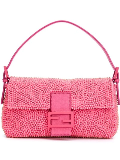 Fendi Beaded Baguette Bag In Pink