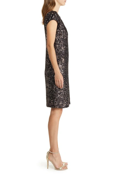 Shop Connected Apparel Sequin Cutout Cocktail Dress In Black/ Gold