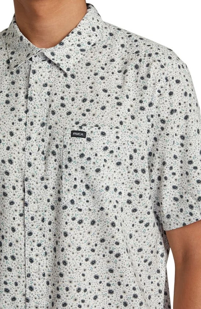 Shop Rvca English Roses Short Sleeve Button-up Shirt In White