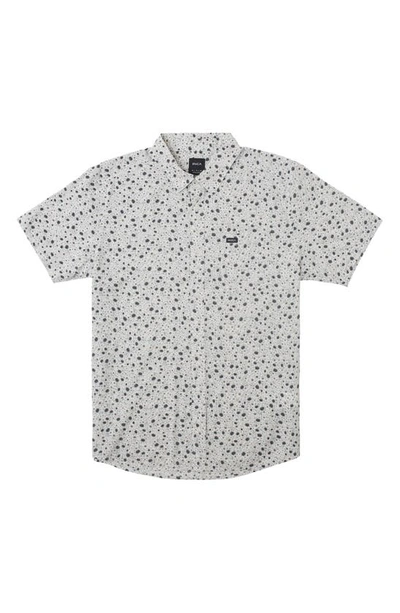 Shop Rvca English Roses Short Sleeve Button-up Shirt In White