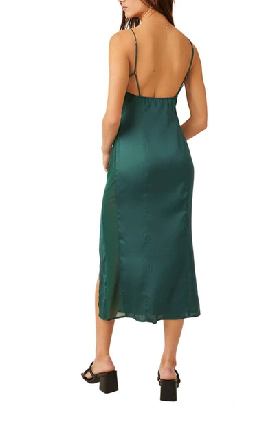 Shop Free People City Cool Satin Slipdress In Evergreen