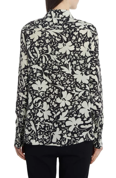 Shop Stella Mccartney Floral Silk Button-up Shirt In Multicolor Black