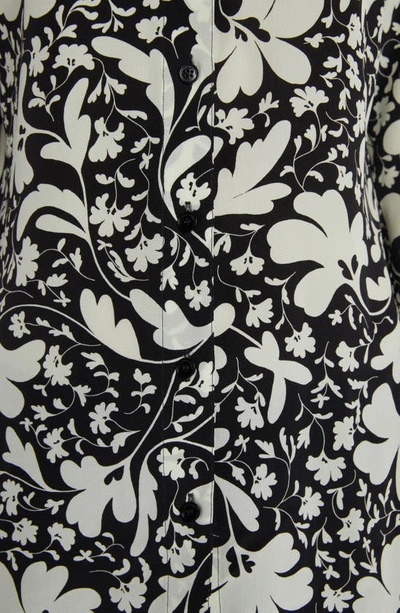 Shop Stella Mccartney Floral Silk Button-up Shirt In Multicolor Black