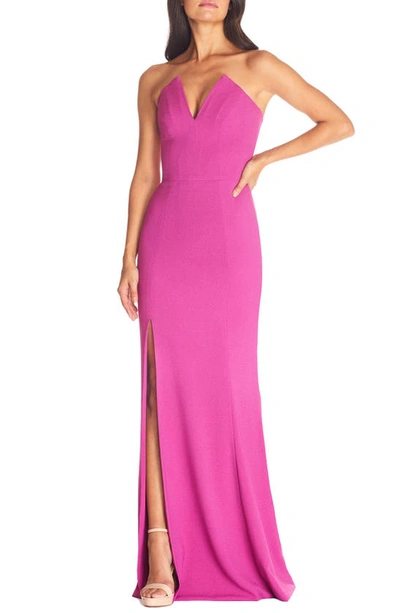 Shop Dress The Population Fernanda Strapless Evening Gown In Hibiscus