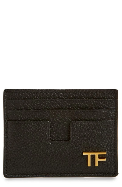 Shop Tom Ford T-line Soft Grain Leather Card Holder In Black