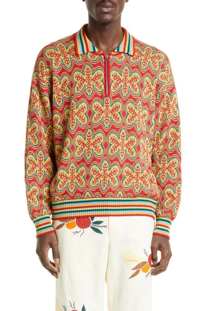 Shop Bode Dream State Quarter Zip Sweater In Multi