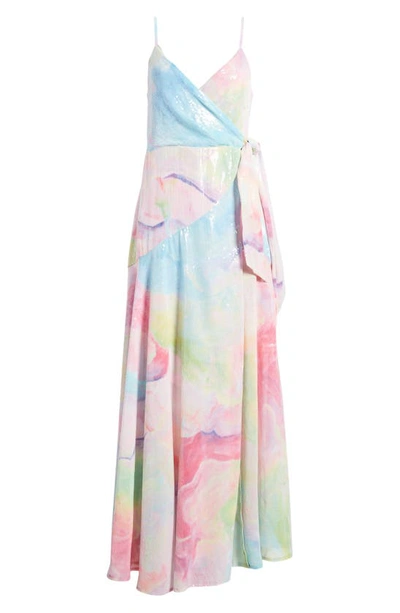 Shop Hutch Alden Tie Dye Sequin Maxi Dress In Rainbow Marble Swirl Sequin