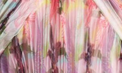 Hutch Vita Floral Pleated Tulle A-line Gown In Pink Laughing Lillies Tulle