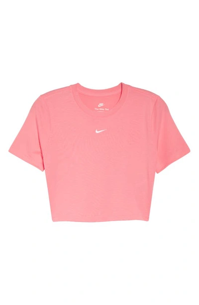 Shop Nike Sportswear Essential Slim Crop Top In Coral Chalk/ White