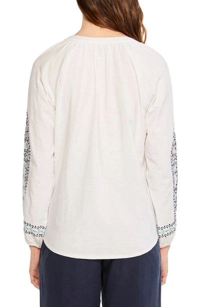Shop Nic + Zoe Solstice Embroidered Cotton Blouse In White Multi
