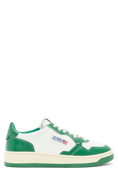 Shop Autry Medalist Low Sneaker In Leat/ Leat Wht/ Green