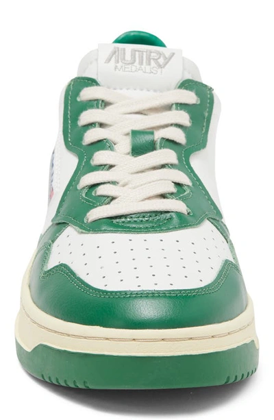 Shop Autry Medalist Low Sneaker In Leat/ Leat Wht/ Green