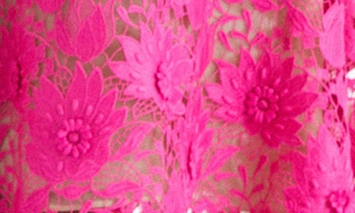 Shop Oscar De La Renta Floral Lace A-line Dress In Fuchsia