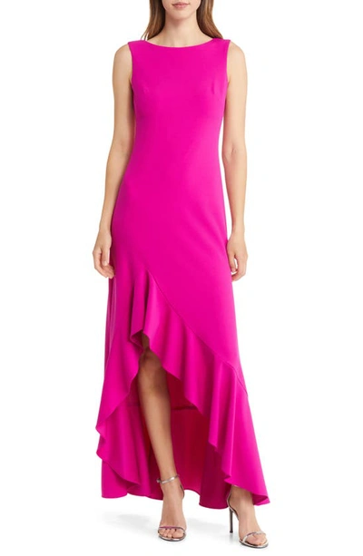 Shop Vince Camuto Ruffe Front Sleeveless Gown In Fuchsia