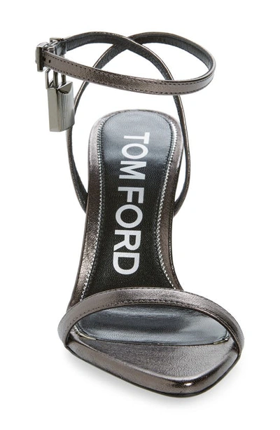 Shop Tom Ford Padlock Ankle Strap Sandal In Gunmetal
