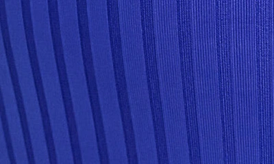 Shop Asos Design Ribbed High Cut High Waist Bikini Bottoms In Medium Blue