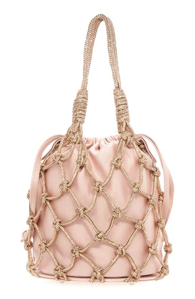 Judith Leiber Sparkle Crystal Net Top-handle Bag In Silver Rose Gold
