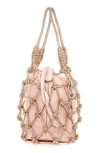 Judith Leiber Sparkle Crystal Net Top-handle Bag In Silver Rose Gold