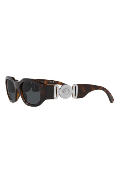 Shop Versace Biggie 53mm Round Sunglasses In Dark Havana