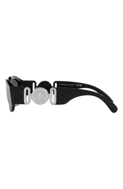 Shop Versace Biggie 53mm Round Sunglasses In Dark Grey/ Black
