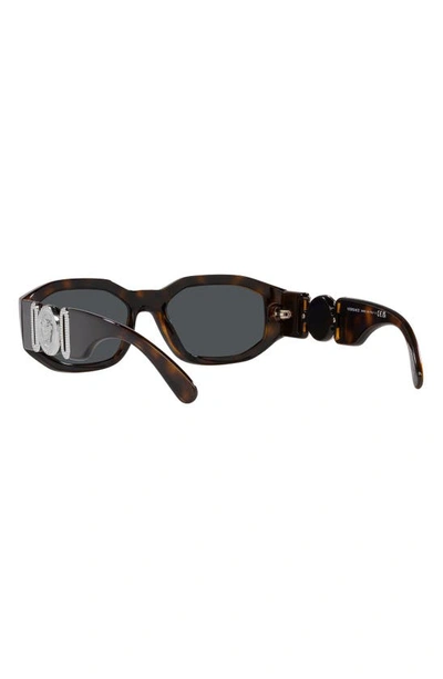 Shop Versace Biggie 53mm Round Sunglasses In Dark Havana