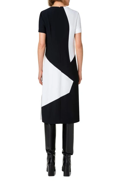 Shop Akris Punto Macro Kaleidoscope Print Crepe Shift Dress In Black-cream