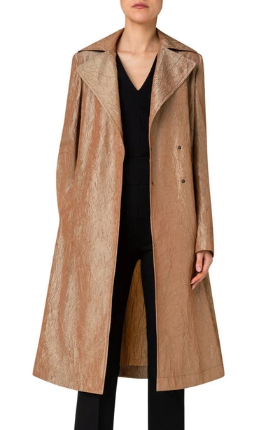 Shop Akris Punto Water Repellent Crushed Taffeta Coat In Beige