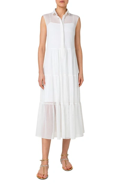 Shop Akris Punto Light Techno Mesh Sleeveless Dress In Cream