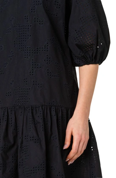 Shop Akris Punto Kaleidoscope Eyelet Poplin Peasant Dress In Black