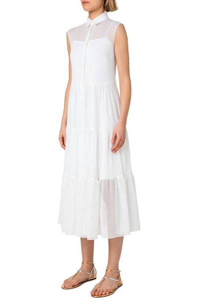 Shop Akris Punto Light Techno Mesh Sleeveless Dress In Cream