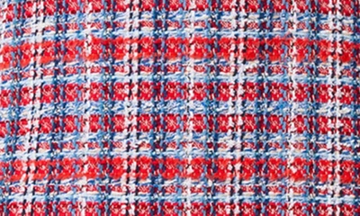 Akris Punto Fringed Tweed Sheath Dress In Red-blue Denim-multi