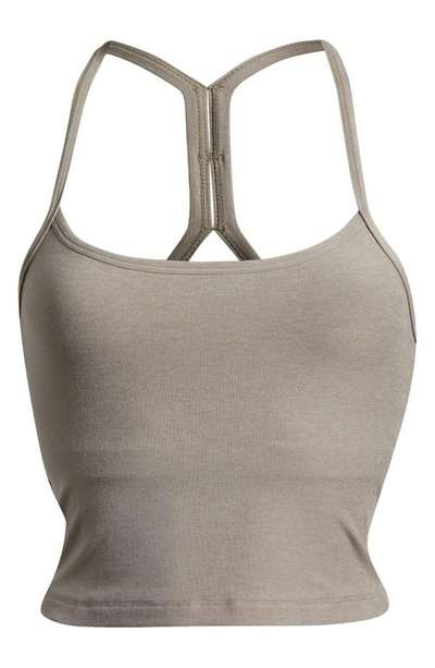 Shop Beyond Yoga Space Dye Slim Racerback Crop Tank In Birch Heather