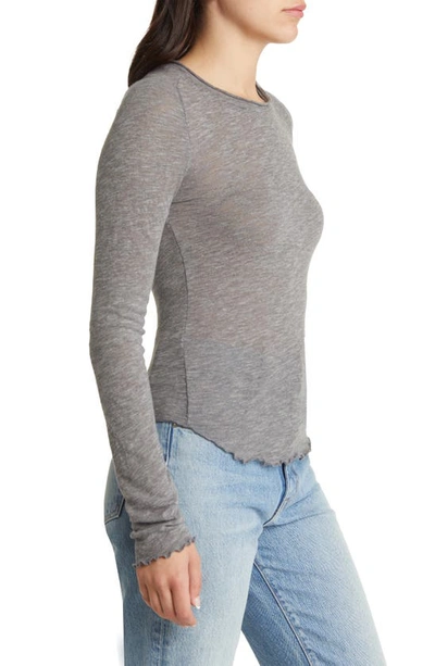 Free People Be My Baby Long Sleeve Knit Top In Heather Grey