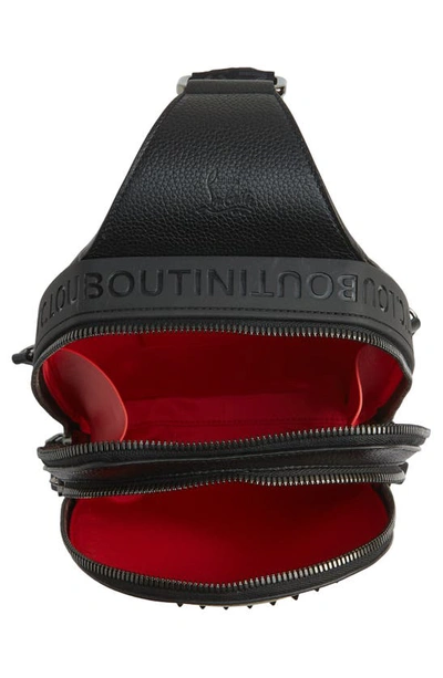 Shop Christian Louboutin Loubifunk Spike Panel Calfskin Backpack In Black/black/black-red