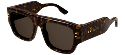 Shop Gucci Gg1262s M 002 Flattop Sunglasses In Brown