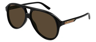 Shop Gucci Gg1286s 001 Aviator Sunglasses In Brown