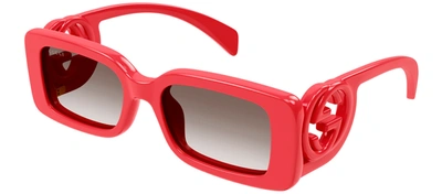 Shop Gucci Gg1325s W 005 Rectangle Sunglasses In Brown