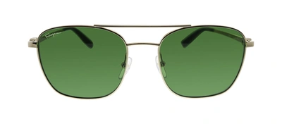 Shop Ferragamo Sf 158s 717 Square Sunglasses In Green