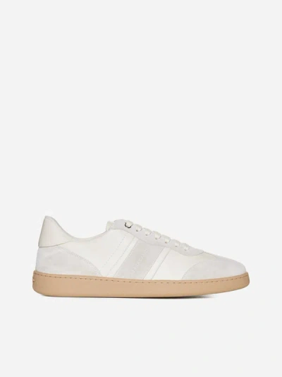 Shop Ferragamo Achille Leather And Suede Sneakers In White