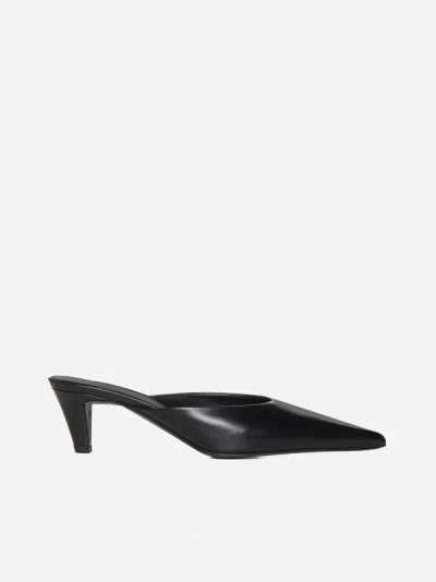 Shop Totême Leather Mules In Black