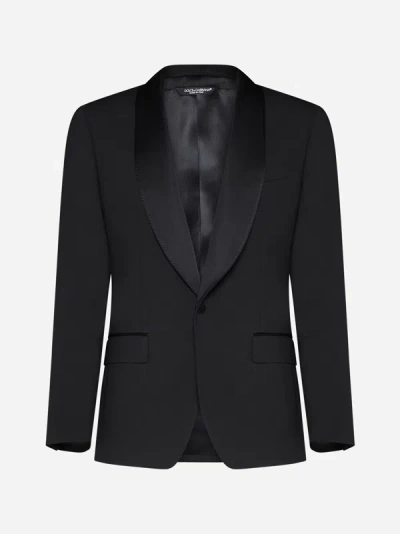 Shop Dolce & Gabbana Wool-blend Single-breasted Blazer In Black