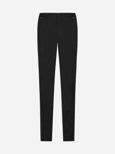 Shop Dolce & Gabbana Wool-blend Trousers In Black