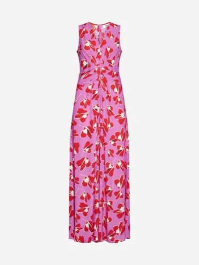 Shop Diane Von Furstenberg Ace Floral Print Viscose Maxi Dress In Pink,multicolor