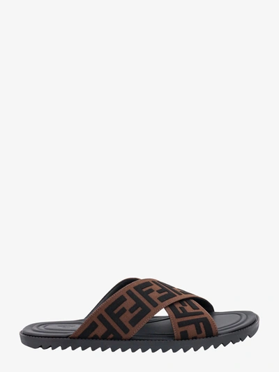 Shop Fendi Sandals In Brown